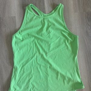 Base Pace Ribbed Tank Top - Scream Green Light size 8